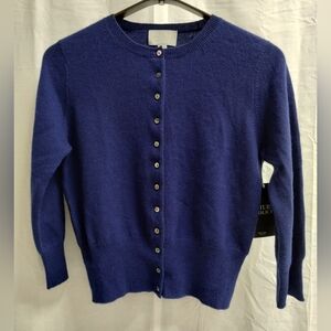 PURE COLLECTION blue 100% cashmere cardigan long sleeve sweater, sz 4 runs small